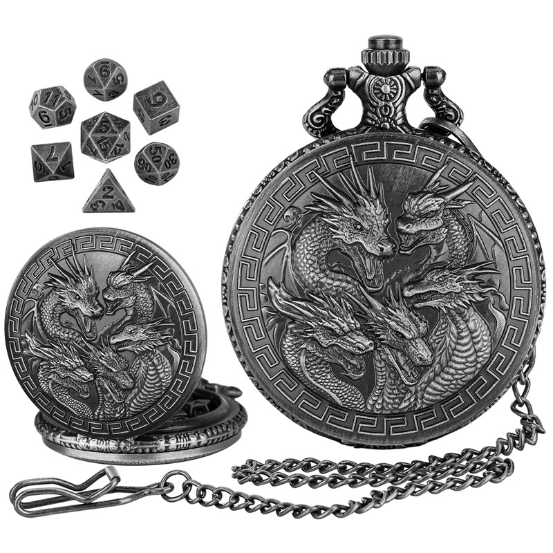 Gaming Accessories For Table - Steampunk Five Dragon Head Pocket Watch