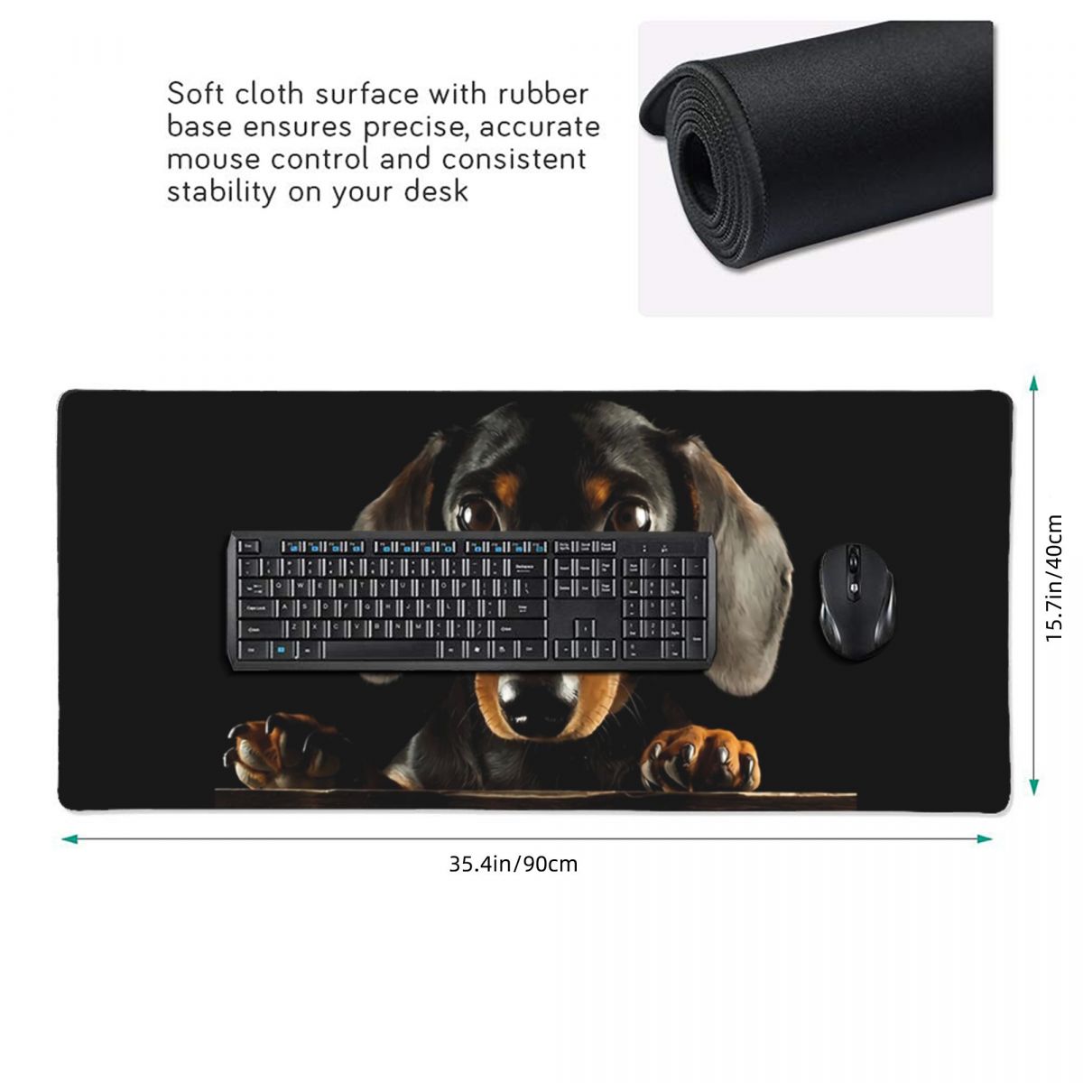 Large Mouse Pad Black Dachshun - Gaming Accessories Photo recensione e prezzo