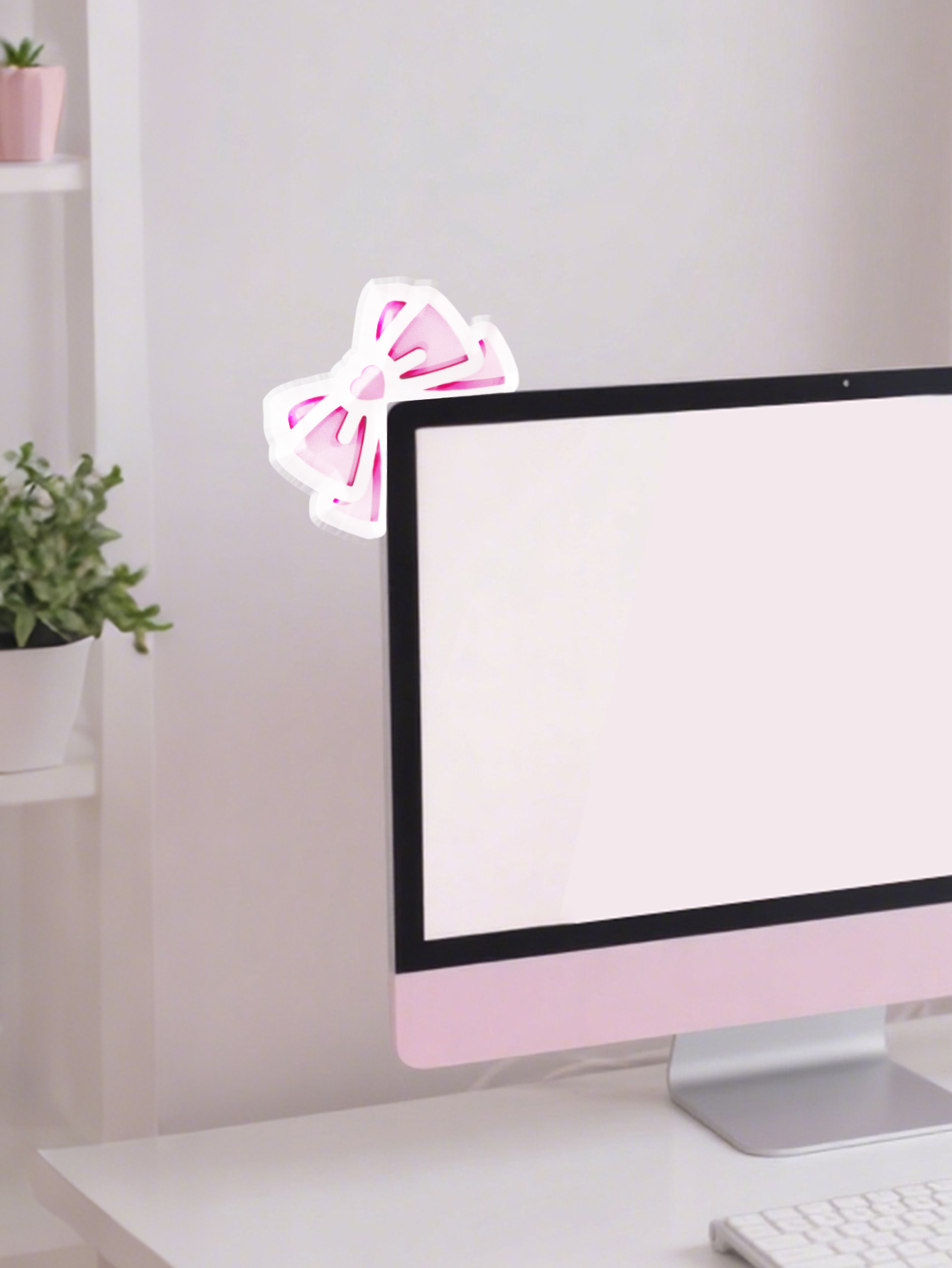 Kawaii Bow Monitor Decor Pink  - Gaming Accessories For Pc Setup recensione e prezzo