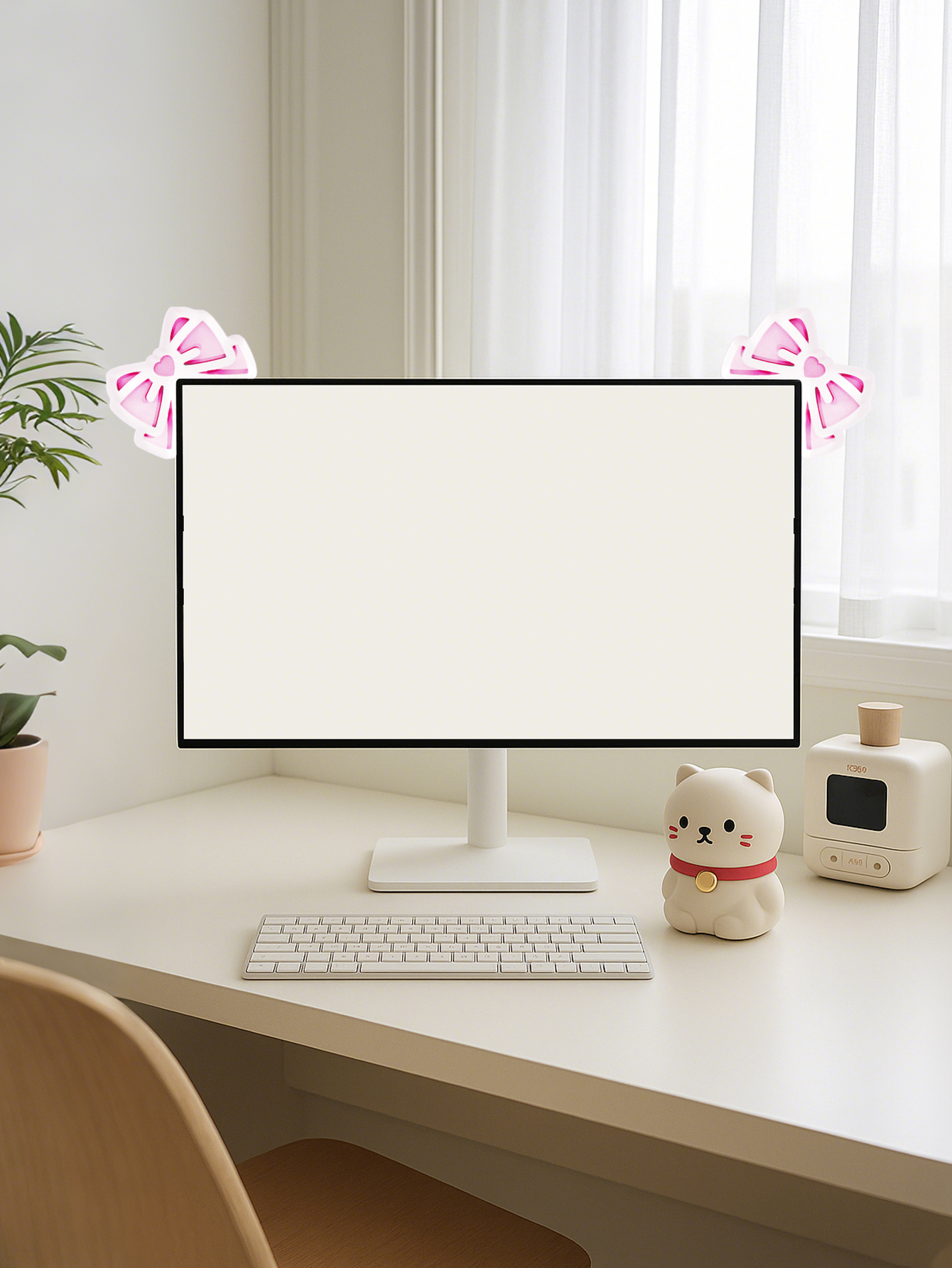 Kawaii Bow Monitor Decor Pink  - Gaming Accessories For Pc Setup recensione e prezzo